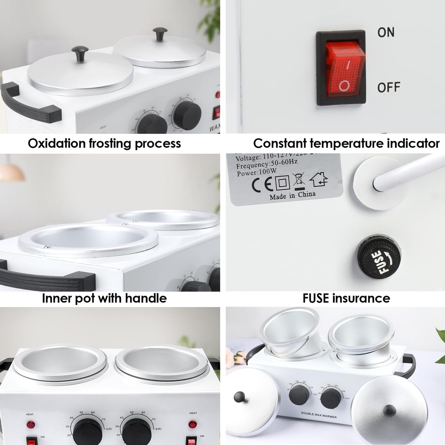 Double Wax Warmer for Hair Removal, Waxing Kit for Women & Men, Hard Wax Kit Wax Machine for Hair Removal Dual Wax Pot Warmer Professional Adjustable Temp Waxing Kit for Full Body, Facial, Home, Salon