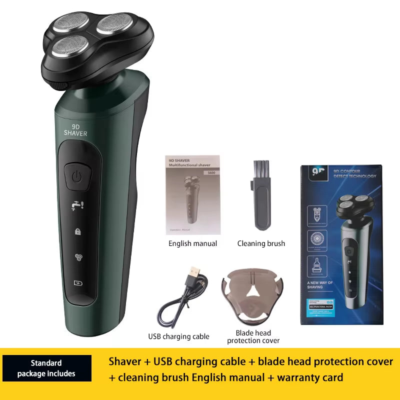 Electric Shavers Men Waterproof Wet Dry Use Electric Trimmer Razor Rechargeable Battery Rotary Shavers Machine Shaving