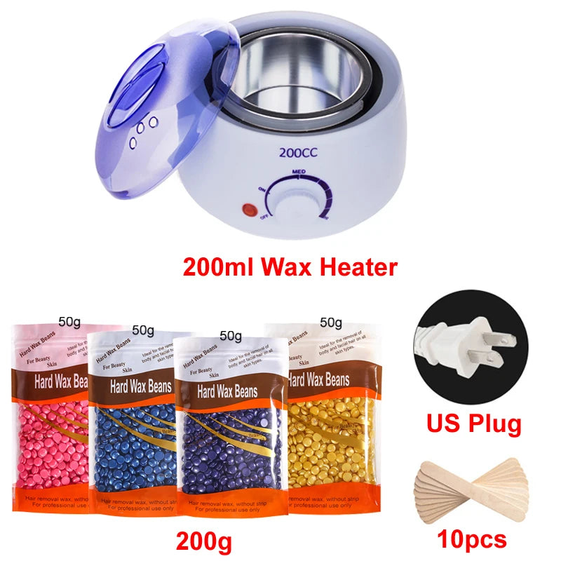 Wax Heater Warmer Machine for Hair Removal Depilation Wax Dipping Epilator Paraffin Pot and Wood Sticks Kit