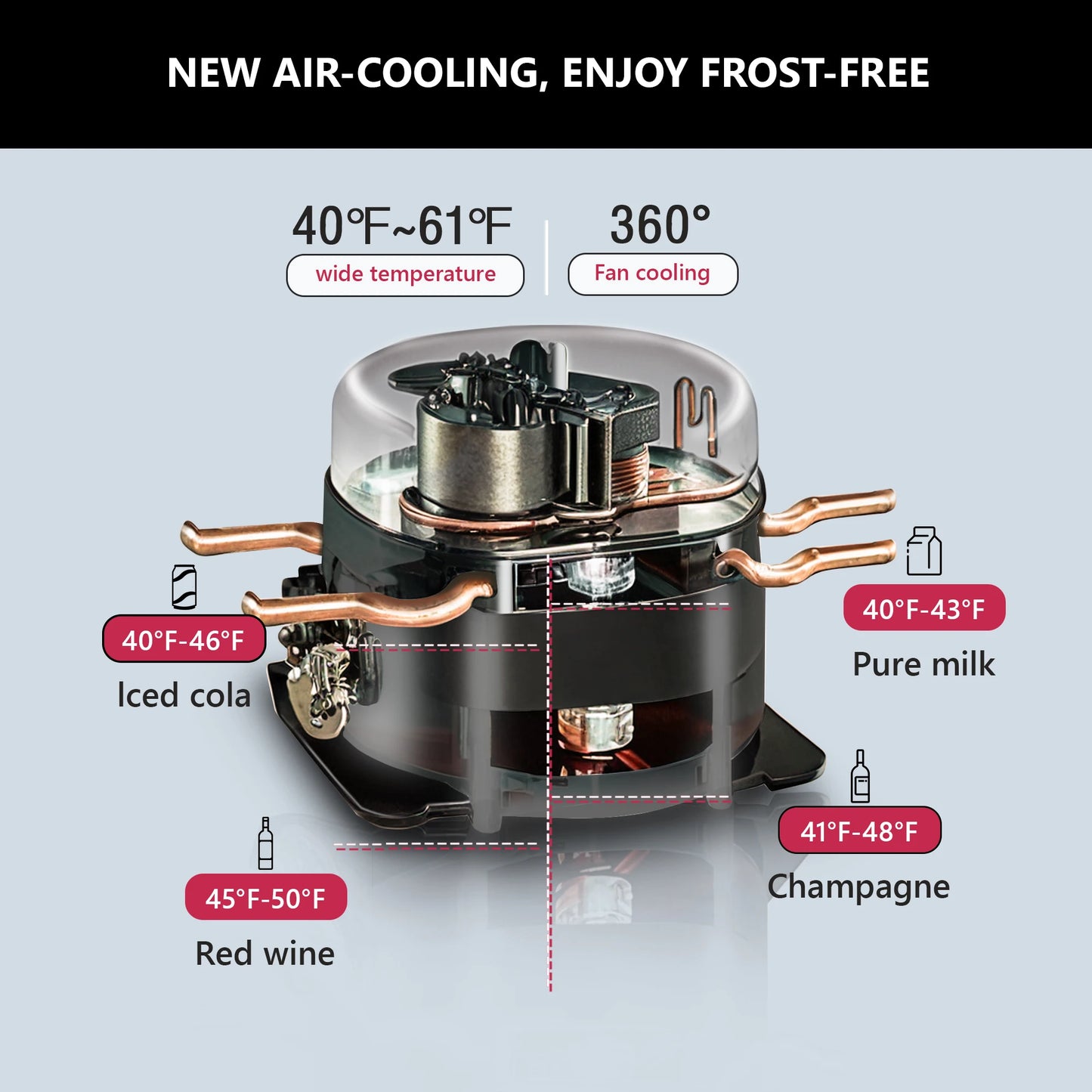 Beverage Refrigerator 2.7 cu.ft 100 Can Mini Fridge for Beer Drinks Wines Freestanding Fridge Blue LED for Home Office Dorm Bar