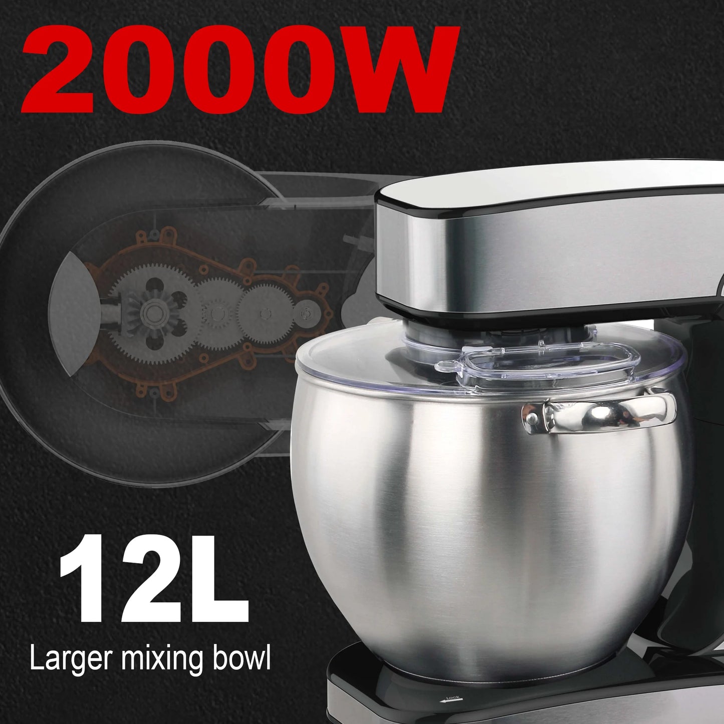 Electric Kitchen Blender Stainless Steel Bowls, Dough Hooks, Whisks, and Blenders Food Blenders for Baking, Cakes, and Cook