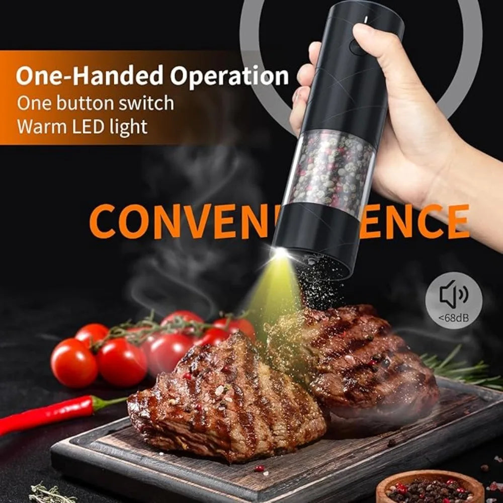 4Pack Electric Salt and Pepper Grinder Set USB Rechargeable with Warm LED Light, Adjustable Coarseness Large Capacity - Hot Sale