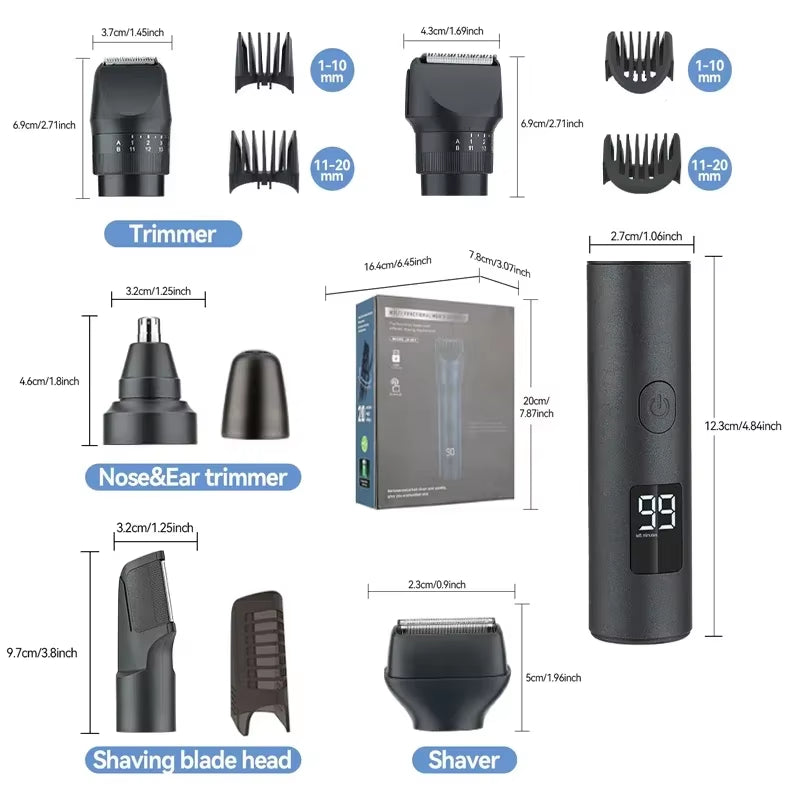 Beard Trimmer for Men Professional Electric Foil Shaver & Hair Clippers, 5-In-1 Mens Grooming Kit Body Shaver Groomer Waterproof