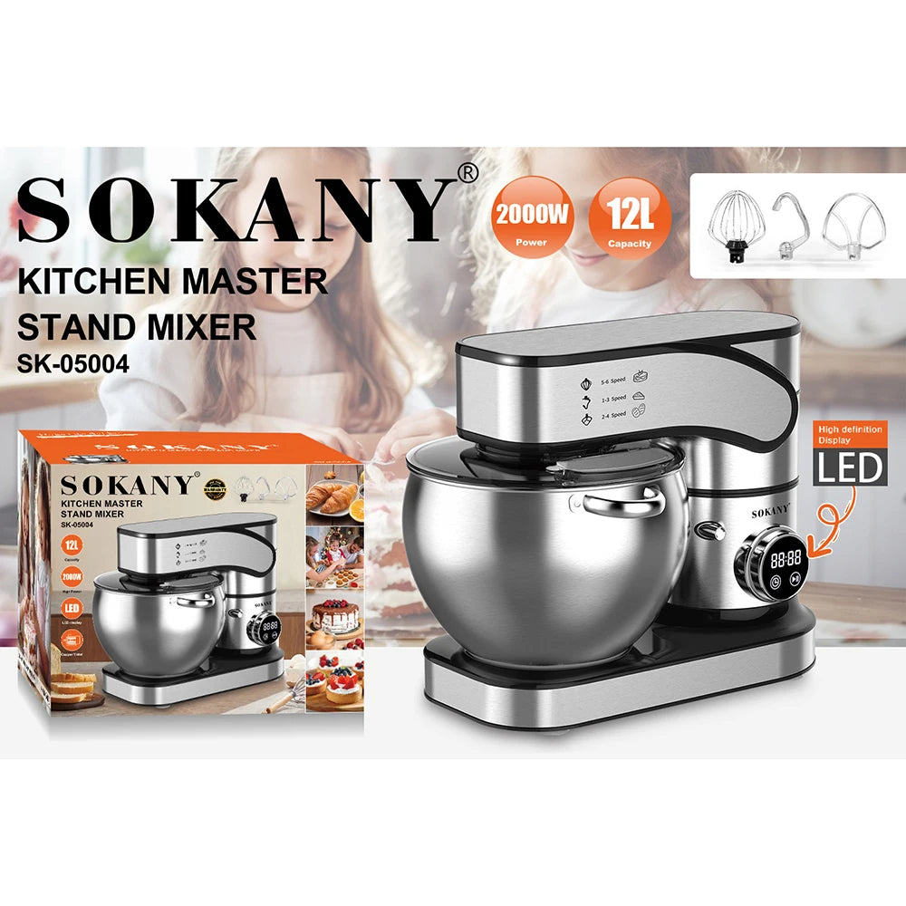 Electric Kitchen Blender Stainless Steel Bowls, Dough Hooks, Whisks, and Blenders Food Blenders for Baking, Cakes, and Cook