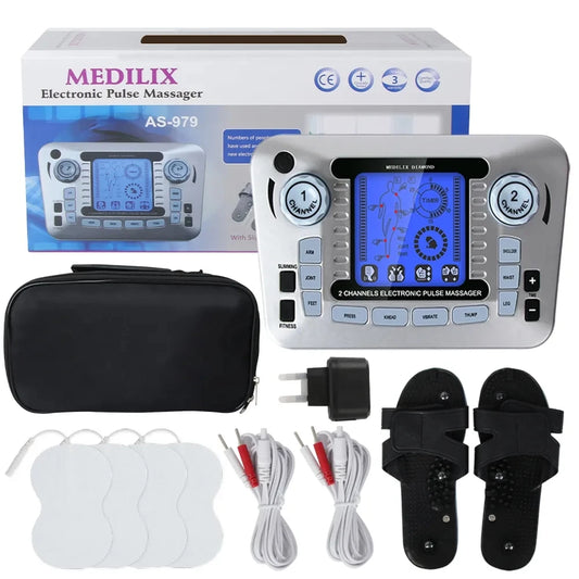 12 Modes Digital Electric Pulse Massager Tens EMS Muscle Stimulator Therapy Machine Body Massage Pain Relief Tool Health Care