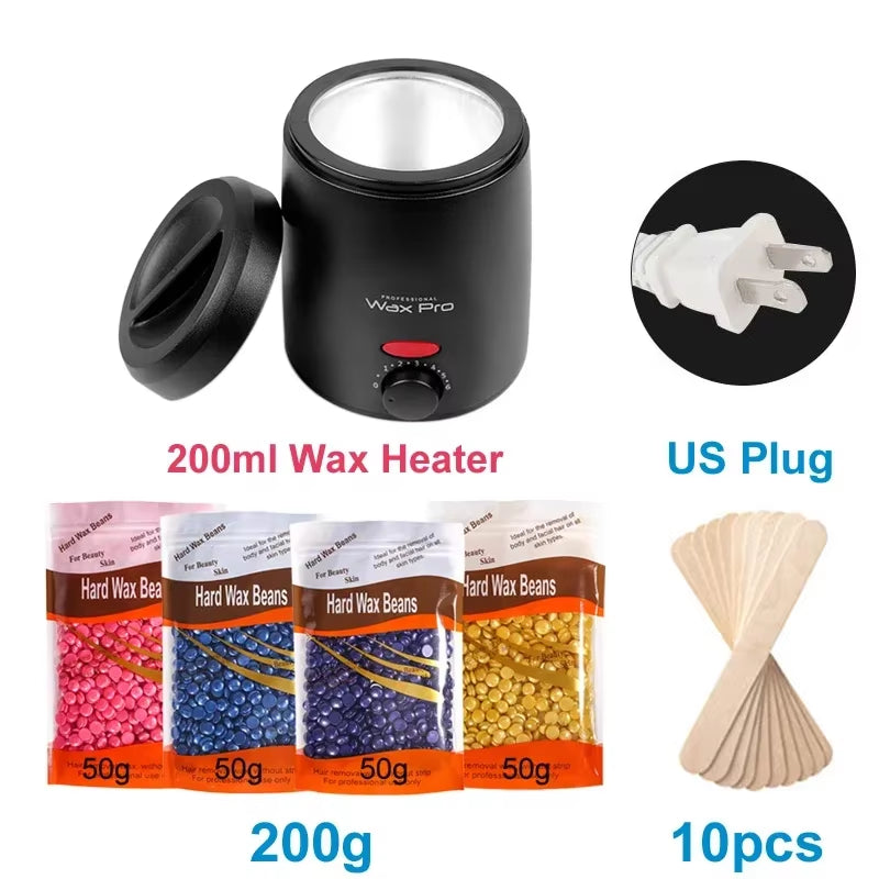 Wax Heater Machine for Hair Removal Wax Melting Pot with Wax Beans Kit 200Ml Depilation Paraffin Waxing Warmer Dipping Pot