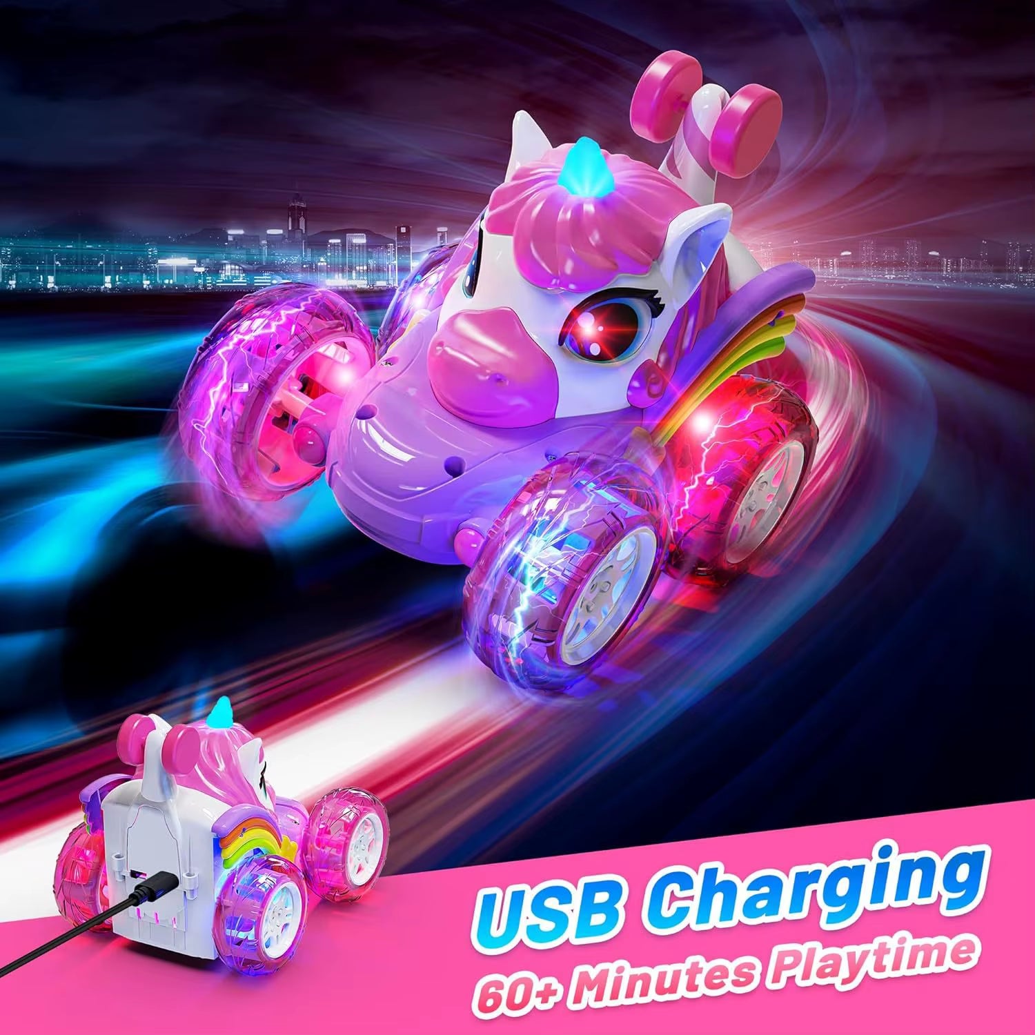 Unicorn RC Car Remote Control Unicorn Electric Toys Cartoon Cute Toys Creative Fun Light-Emitting Doll Girl Gifts
