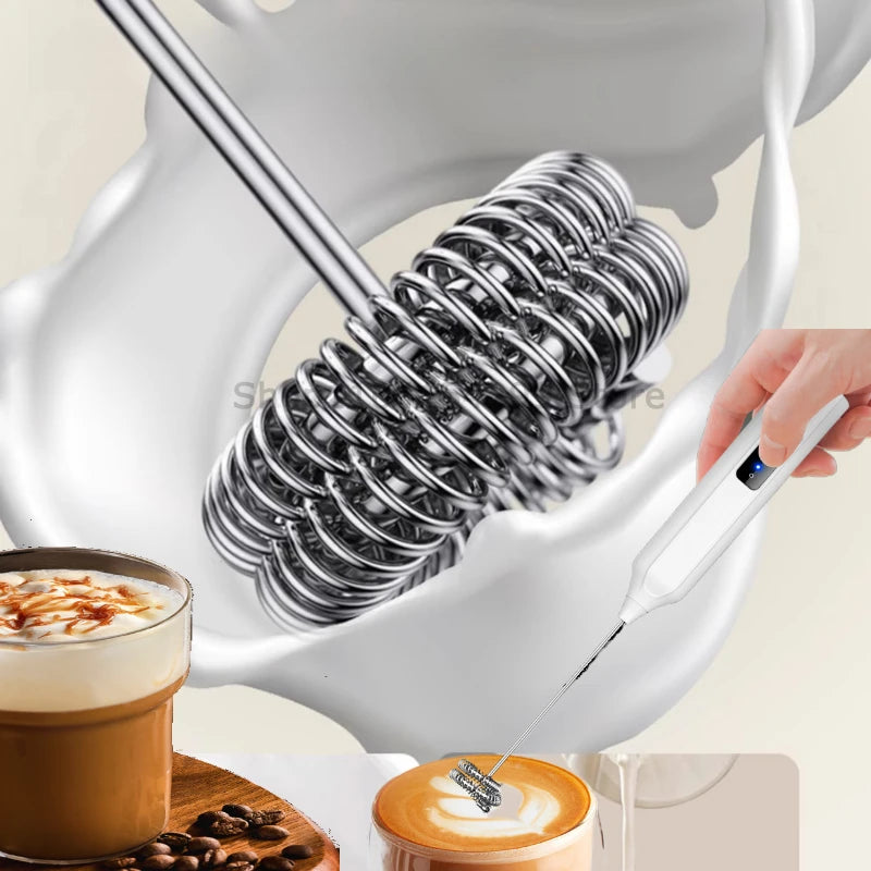 Wireless Milk Frothers Electric Handheld Blender Electrical Mini Coffee Maker Whisk Mixer with USB for Coffee Cappuccino Cream
