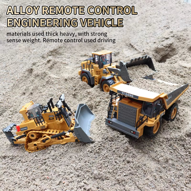 2.4G Remote Control Excavator Dump Truck RC Model Car Toy Professional Alloy Plastic Simulation Construction Vehicle for Kid