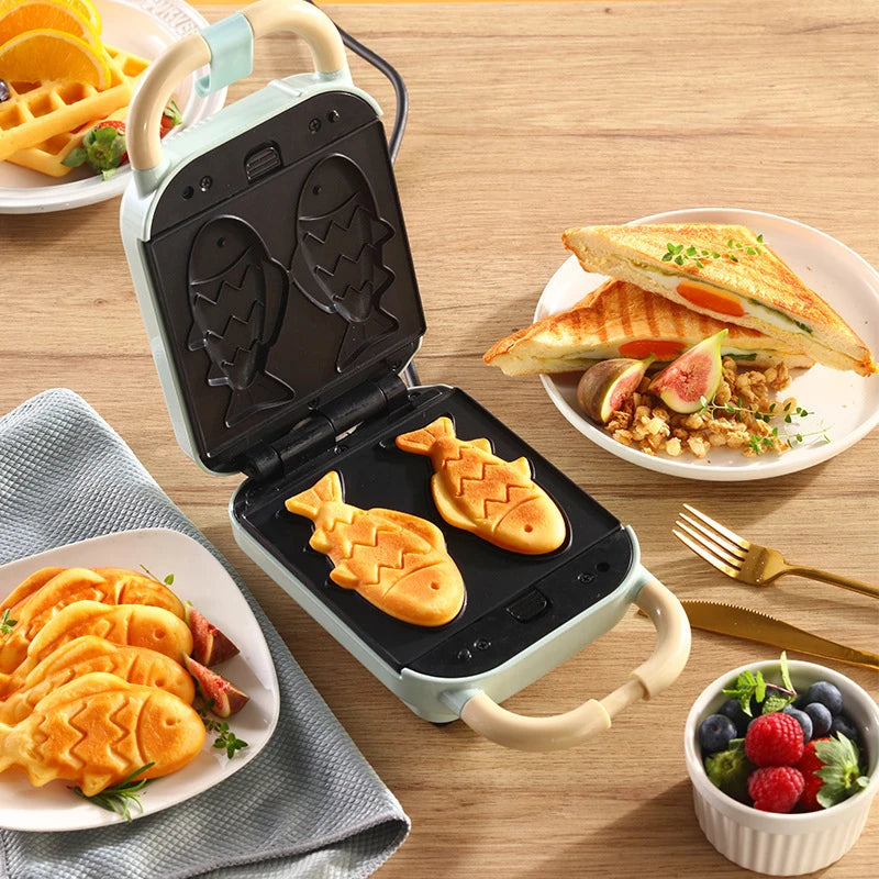 Electric Sandwich Maker Toaster Making Machine Breakfast Sandwiches Waffles Taiyaki Takoyaki Donuts Baking Pan Oven Molds