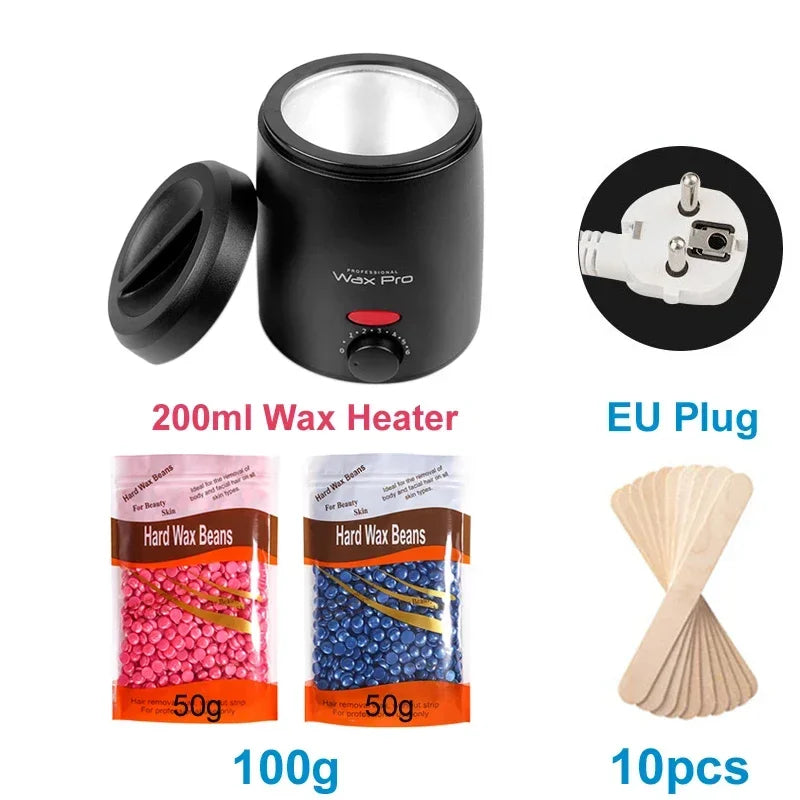 Wax Heater Machine for Hair Removal Wax Melting Pot with Wax Beans Kit 200Ml Depilation Paraffin Waxing Warmer Dipping Pot
