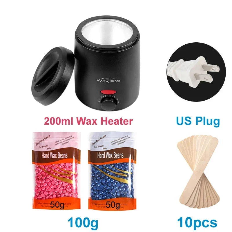 Wax Heater Machine for Hair Removal Wax Melting Pot with Wax Beans Kit 200Ml Depilation Paraffin Waxing Warmer Dipping Pot