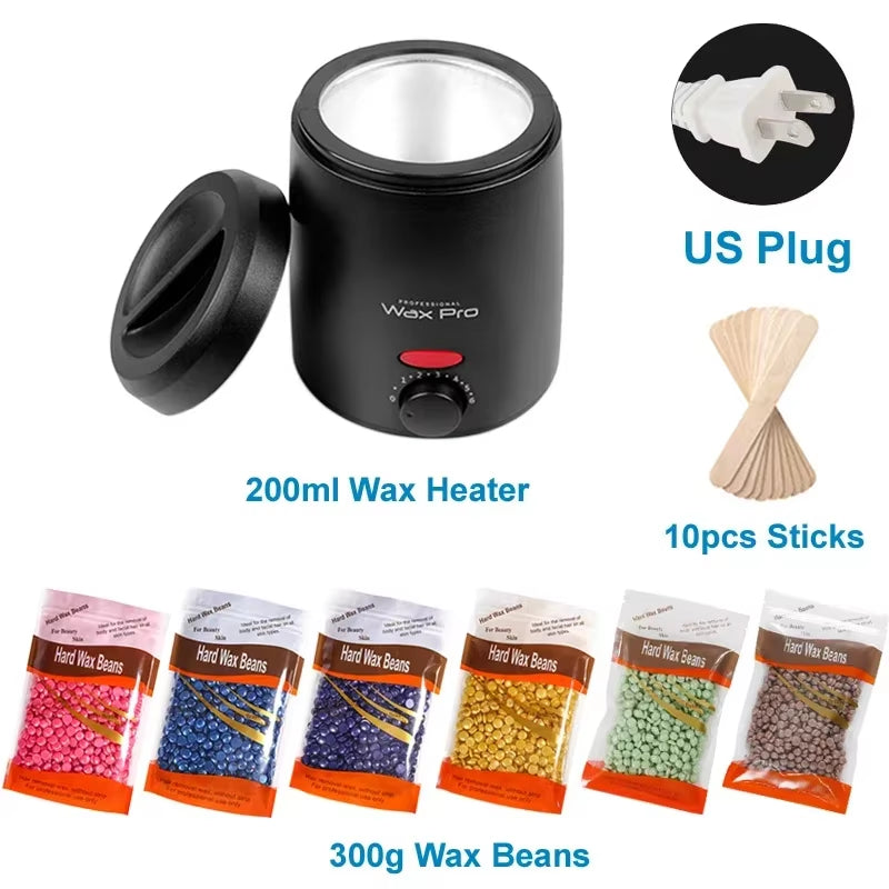 Wax Heater Machine for Hair Removal Wax Melting Pot with Wax Beans Kit 200Ml Depilation Paraffin Waxing Warmer Dipping Pot