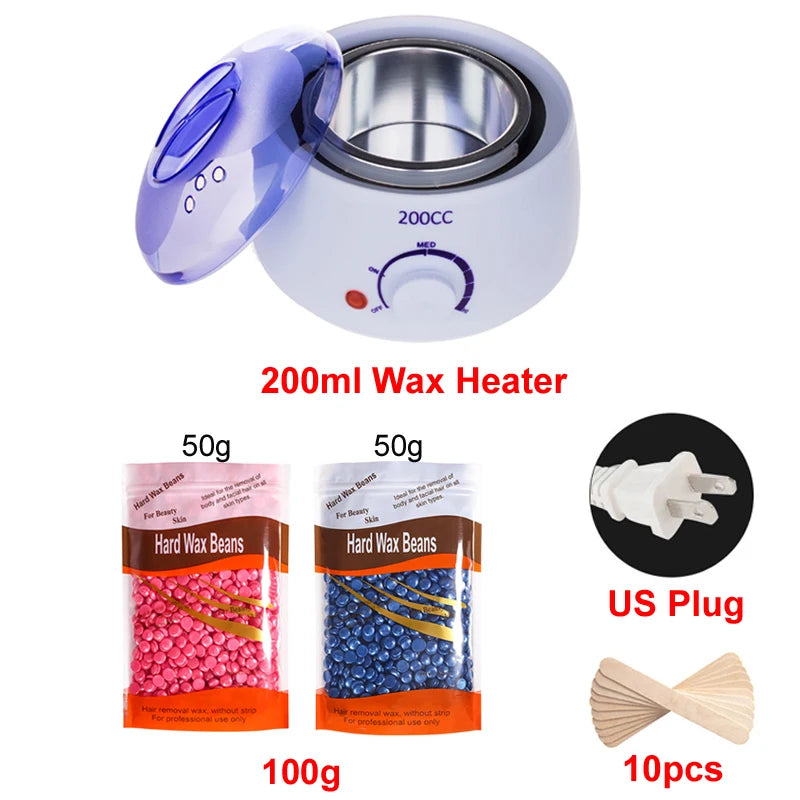 Wax Heater Warmer Machine for Hair Removal Depilation Wax Dipping Epilator Paraffin Pot and Wood Sticks Kit