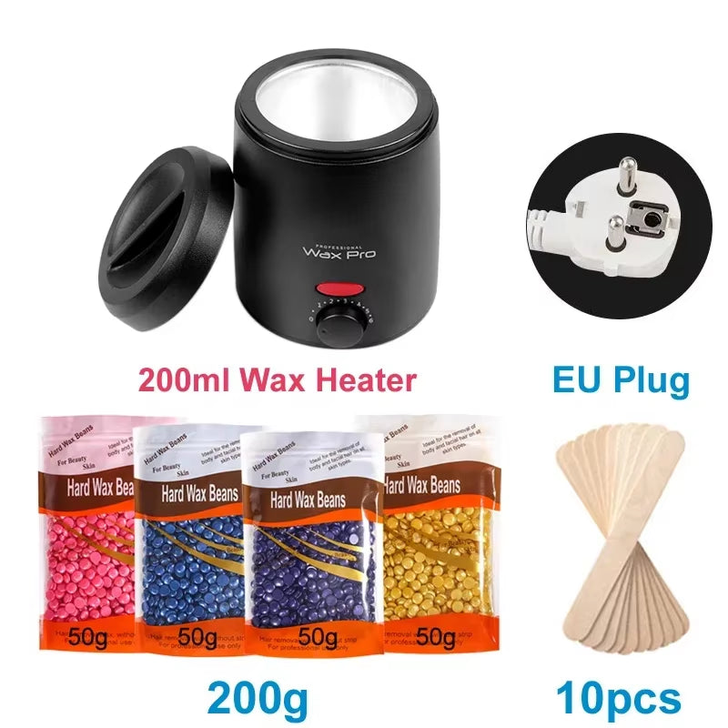 Wax Heater Machine for Hair Removal Wax Melting Pot with Wax Beans Kit 200Ml Depilation Paraffin Waxing Warmer Dipping Pot