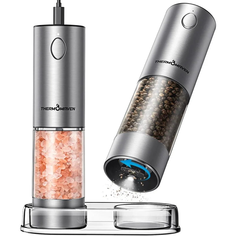 110ml Larger Rechargeable Automatic Salt and Pepper Mill Grinder with 6 Adjustable Coarsen