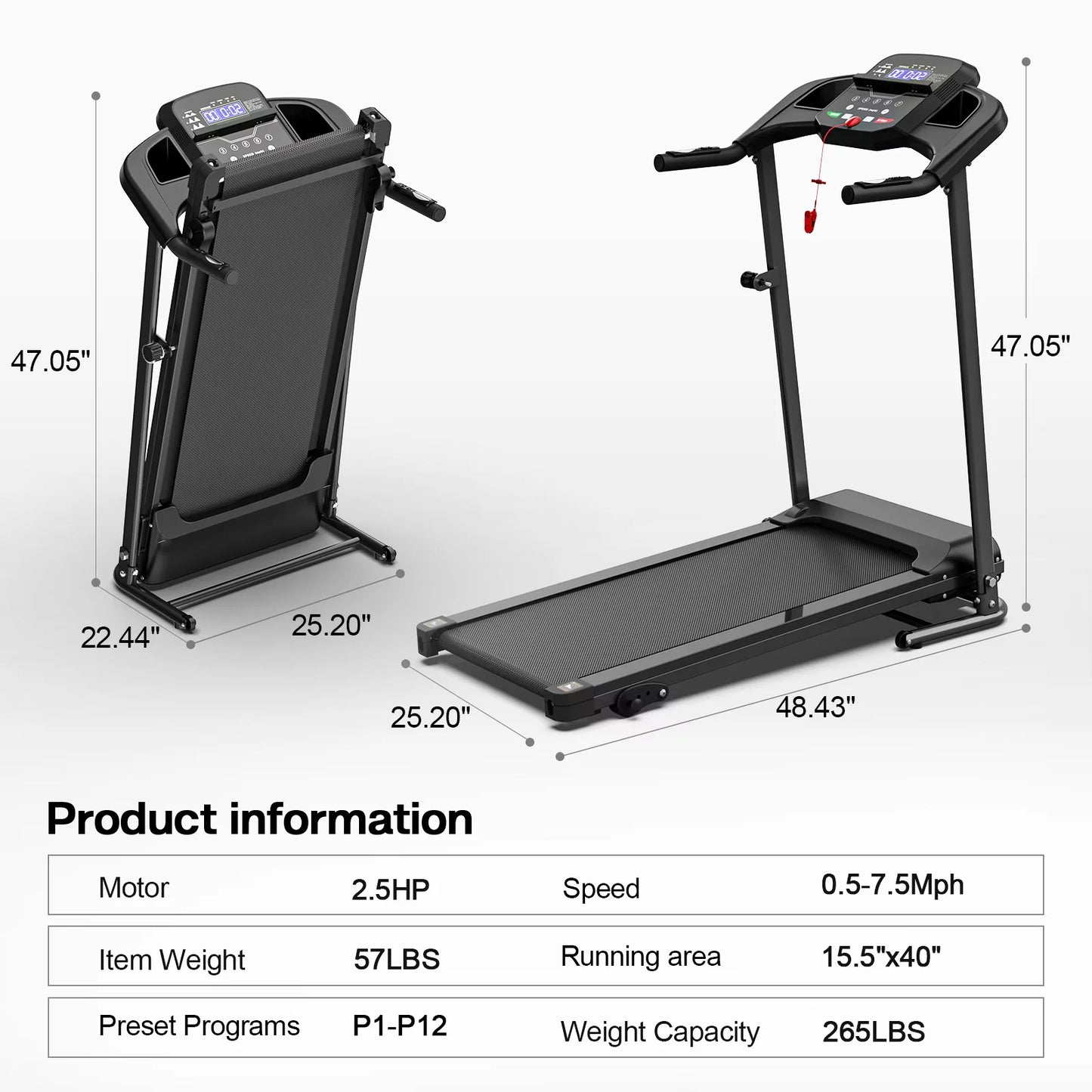 Home Folding Treadmill Portable Electric Fitness Equipment Pulse Sensor Curve Design Home Exercise Maximum 120kg