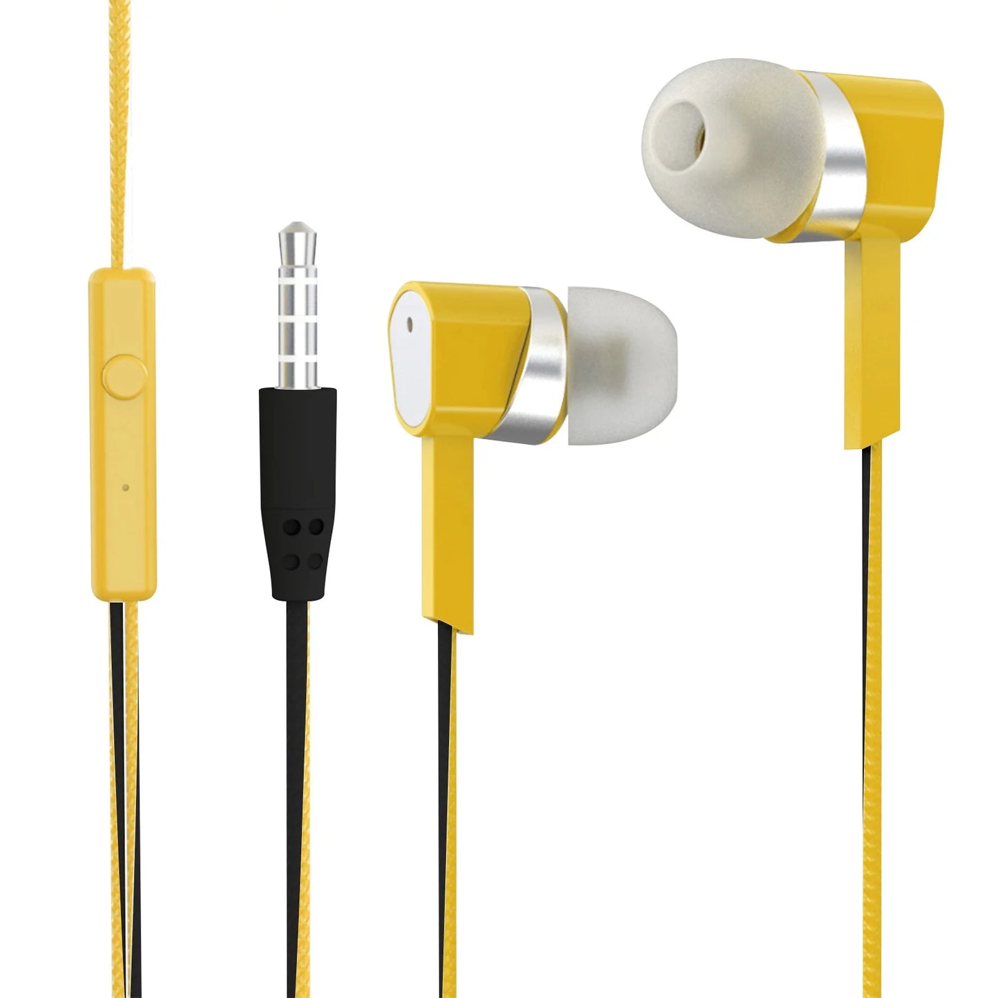 Plug in Ear Buds in Ear Headphones with Mic 3.5Mm Wired Headphones for Ios and Android Smartphones Laptops Mp3 Gaming Walkman Earphones for Kids over Ear with a Mike Yellow One Size