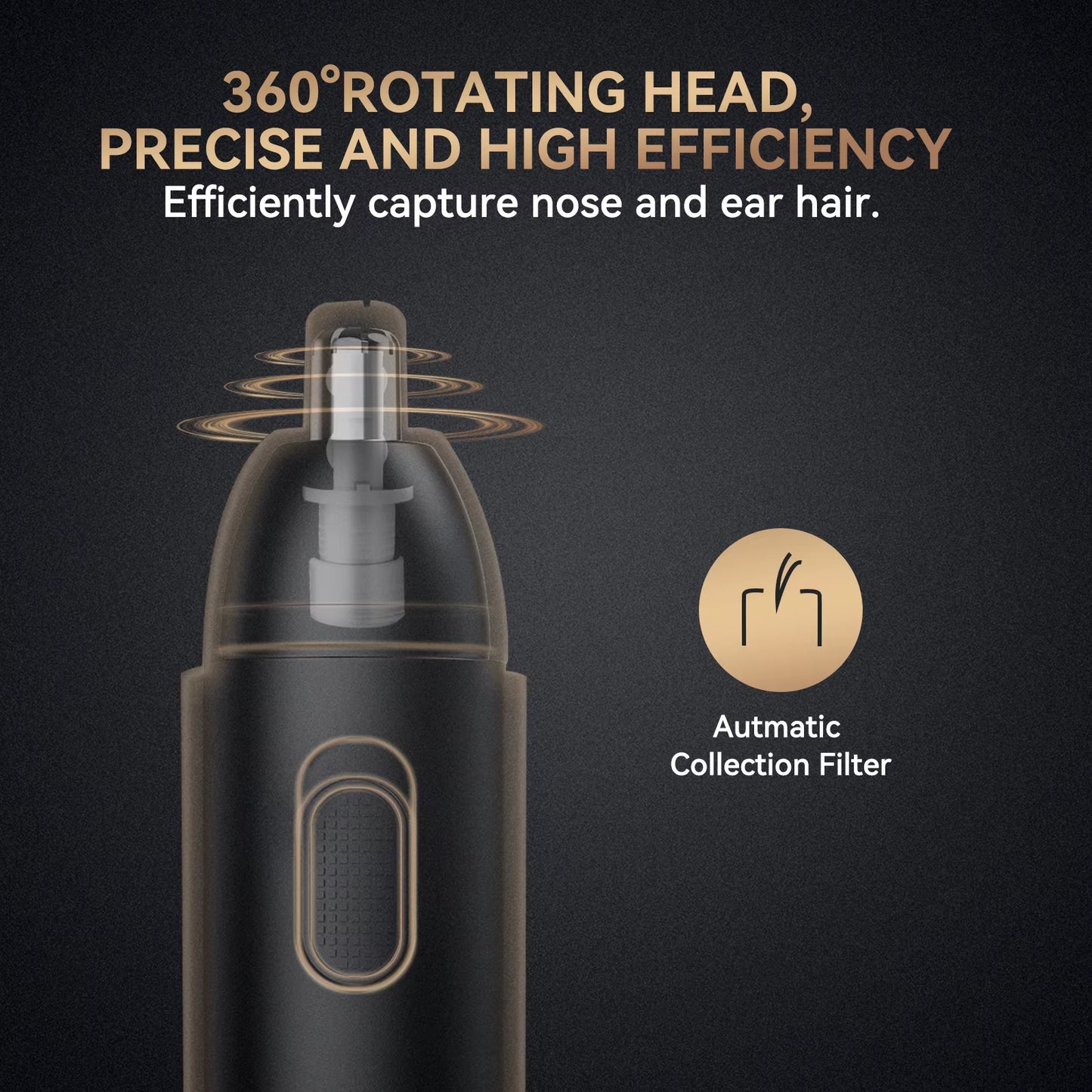 Nose Hair Trimmer for Men Rechargeable 360 Rotating Dual-Blade Electric Shaver Eyebrows Nose Hair Trimmer Painless Safe