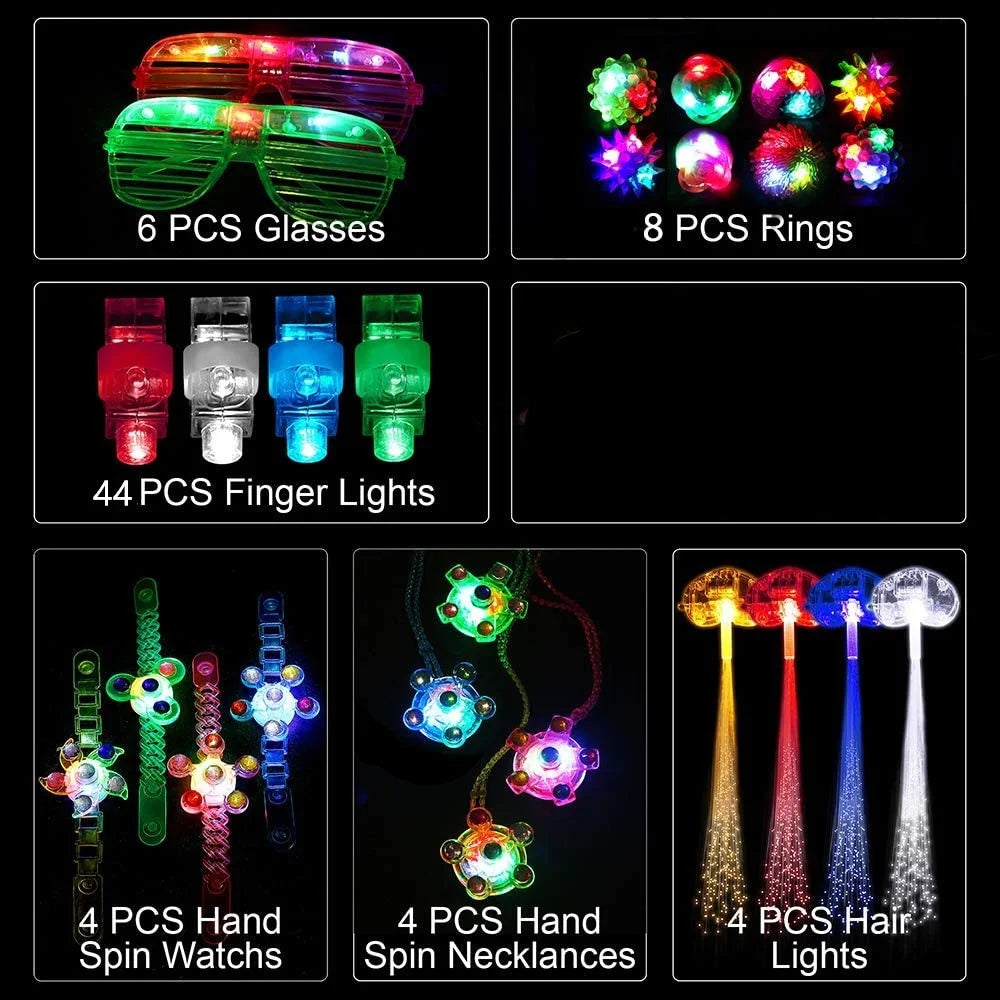 Glow in the Dark 70 Pack Light up Toys Party Favors for Kids and Adults