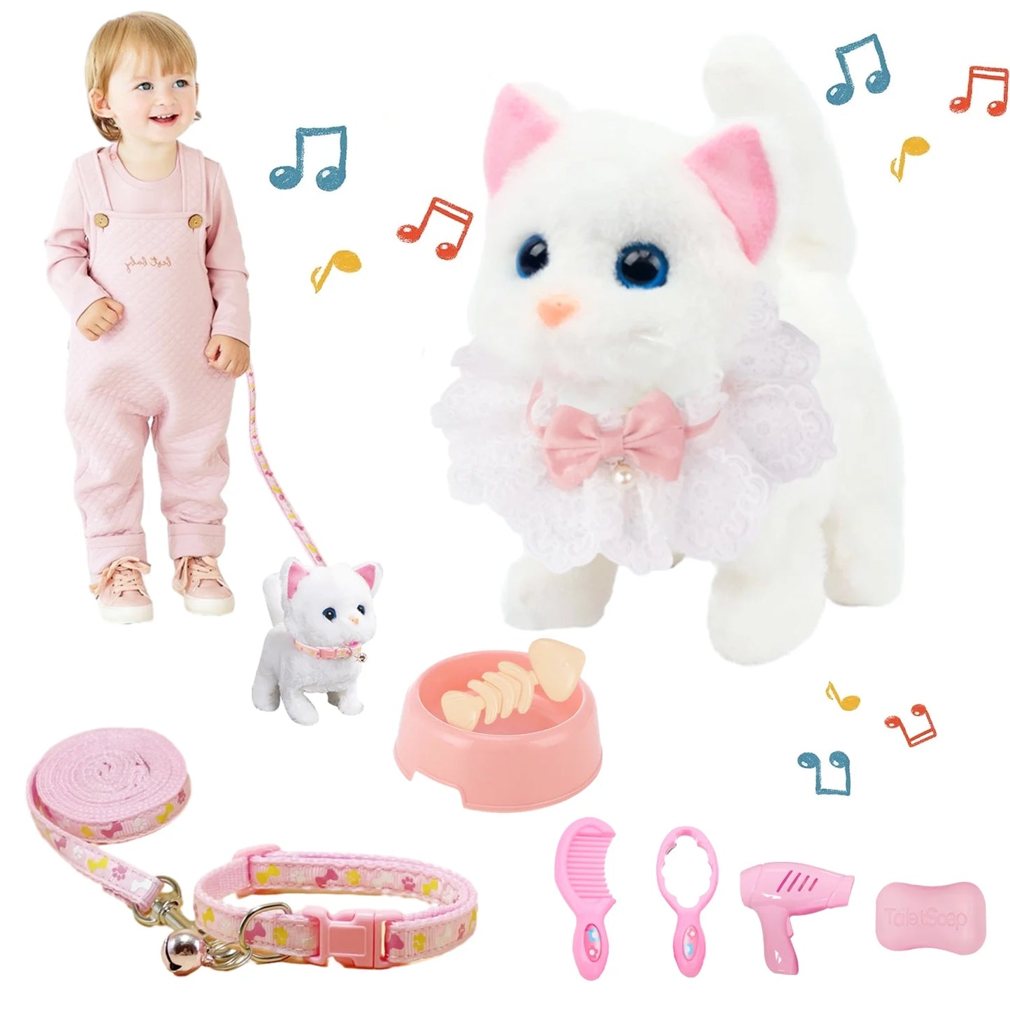 Plush Cat Toy, Walking Interactive Cat, Christmas Birthday Gift for Toddlers Kids