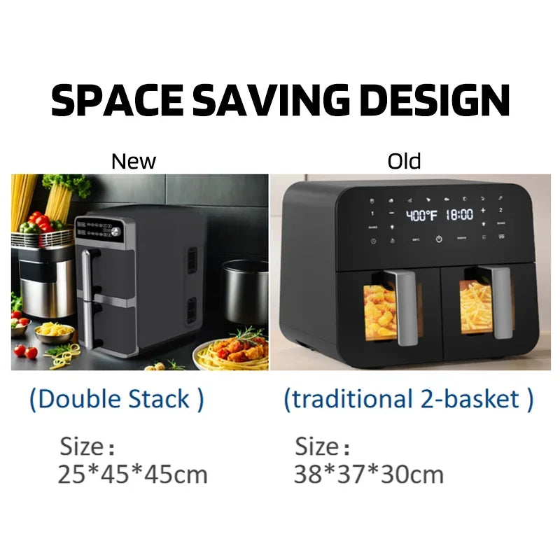 YYHC- hot sale portable 3 in 1 home 10l vertical double stack air fryer oven  price digital electric with