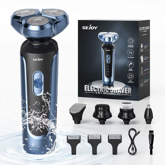 Rotary Electric Shaver Kit Rechargeable Multi-Function Beard Shaving Nose Hair Trimmer Three-Head Floating Razor