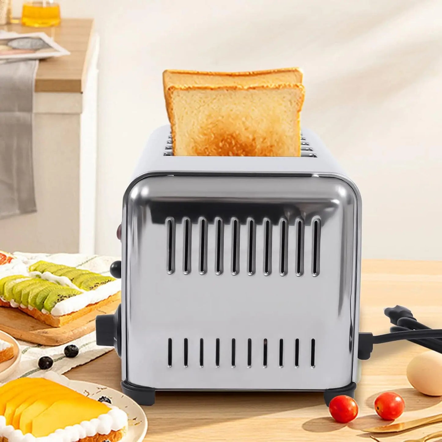 1680W Commercial Toaster Bread Cake Baking Machine 6 Slices 0.6 Inch Slot Electric Countertop Belt Machinefor Restaurant Home Br