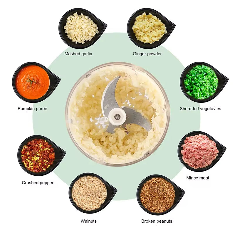 Mini Wireless Electric Garlic Crusher 100Ml/250Ml Portable Chopper USB Charging Ginger Chili Vegetable Masher Machine Kitchen