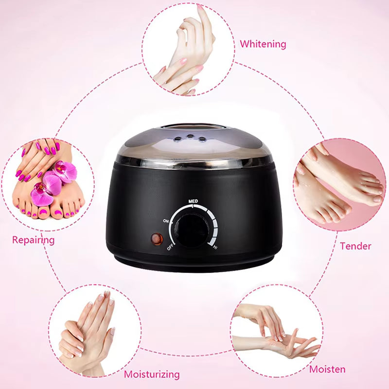 Depilatory Hair Removal Machine - Wax Melter Epilator Kit with Paraffin Heater Wax Beans Beads for Smooth Skin at Home Use