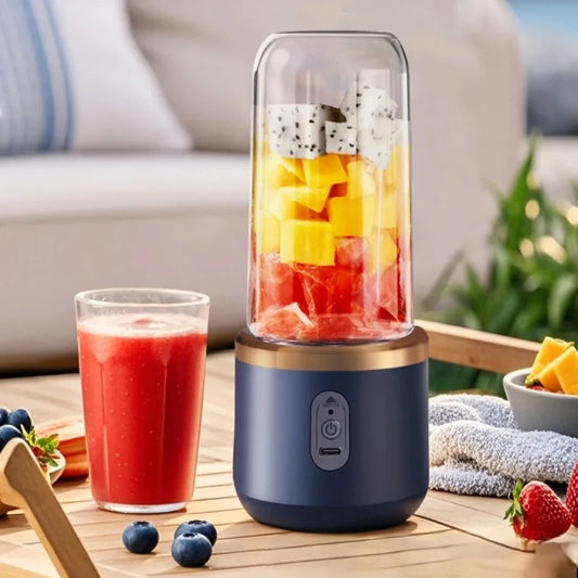 Portable electric juicer, multifunctional dual cup juicer, fruit blender, milkshake, USB rechargeable blender, smoothie maker