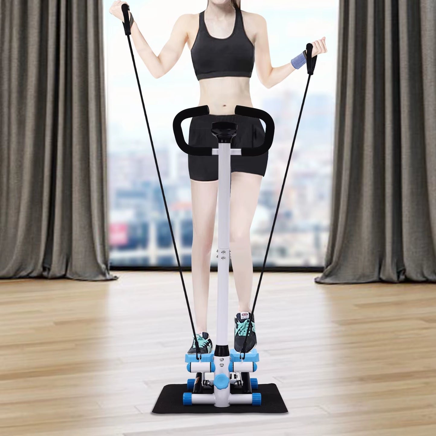 Fitness Stepper Exercise Stepping Machine Fitness Stepper with Handlebars,Adjust the Movement Height via the Knob