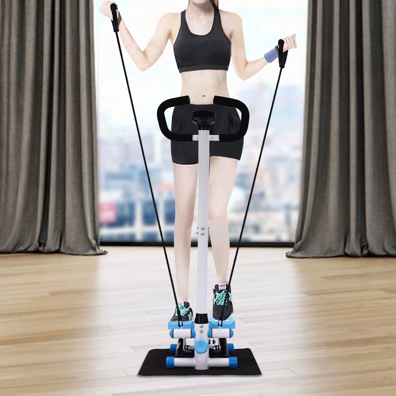 Fitness Stepper Exercise Stepping Machine Fitness Stepper with Handlebars,Adjust the Movement Height via the Knob