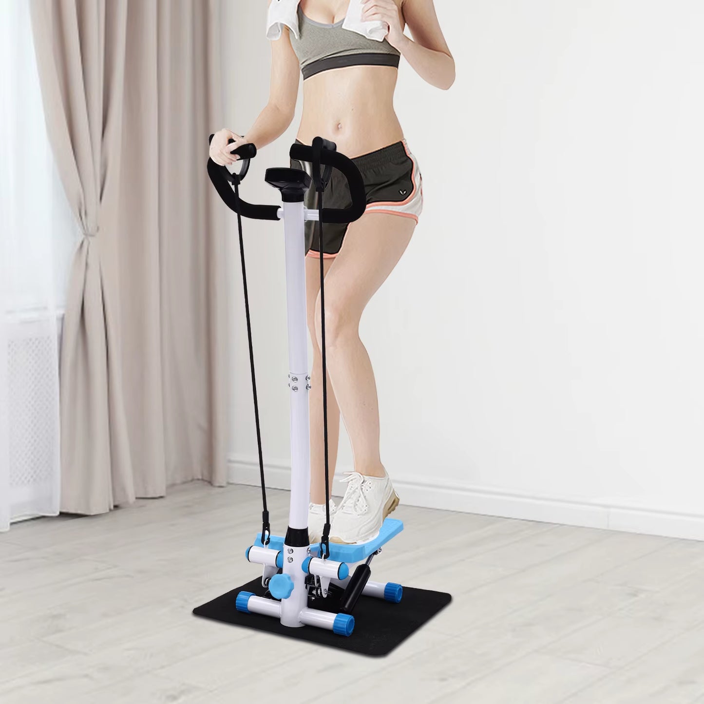 Fitness Stepper Exercise Stepping Machine Fitness Stepper with Handlebars,Adjust the Movement Height via the Knob
