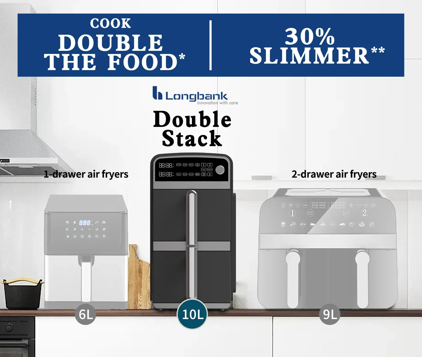 YYHC- hot sale portable 3 in 1 home 10l vertical double stack air fryer oven  price digital electric with