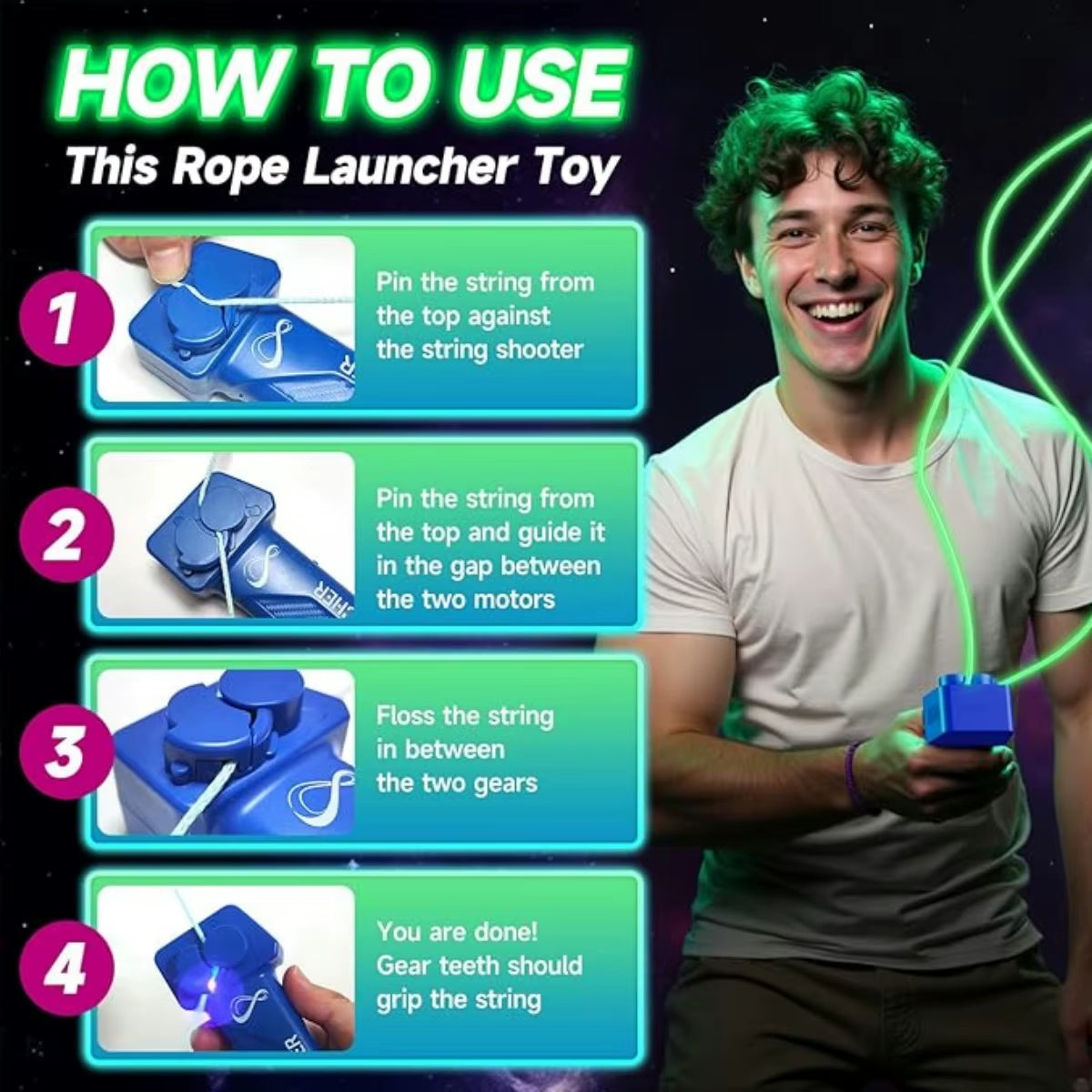 String Toy Glow in the Dark, Electric Rope Fidget Toys, Handheld Cool Toys, Party Favors, Birthday Gifts for Kids Adults