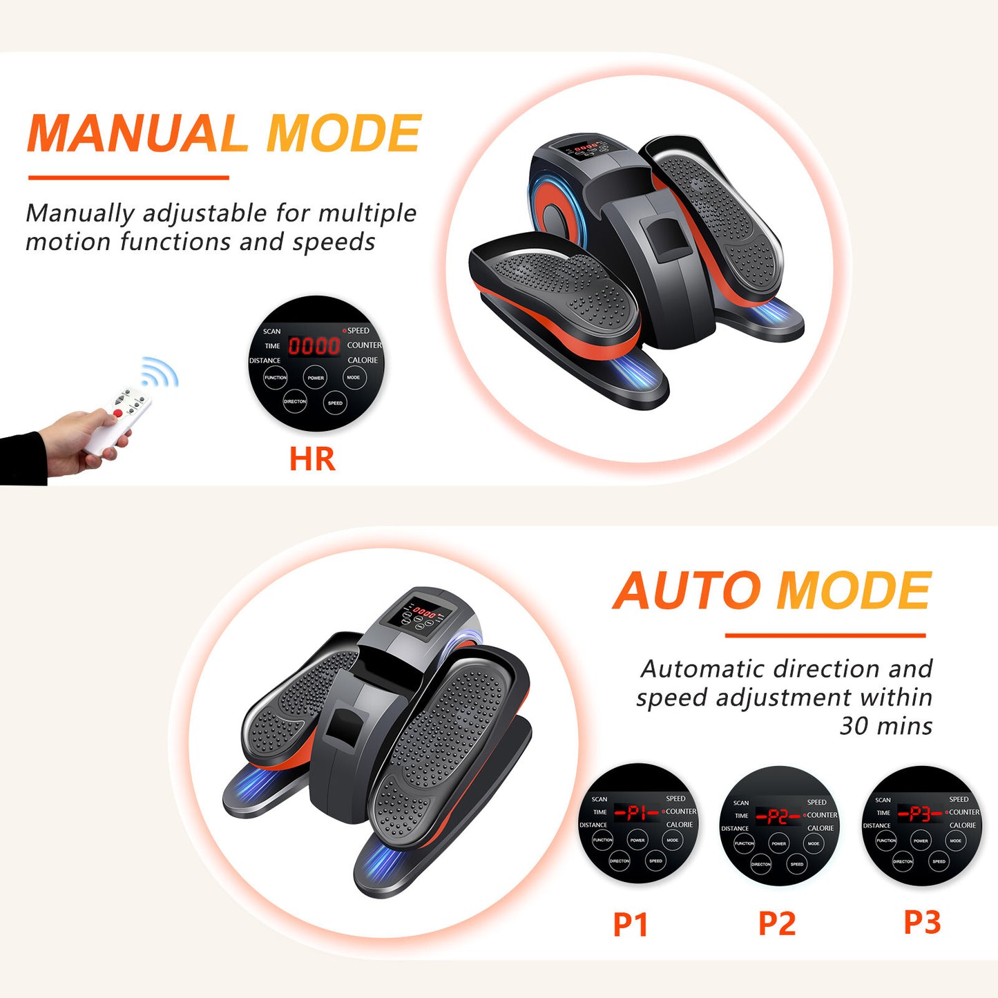 Ellipse Electric Elliptical Machine under Desk Leg Exerciser Fully Assembled LCD
