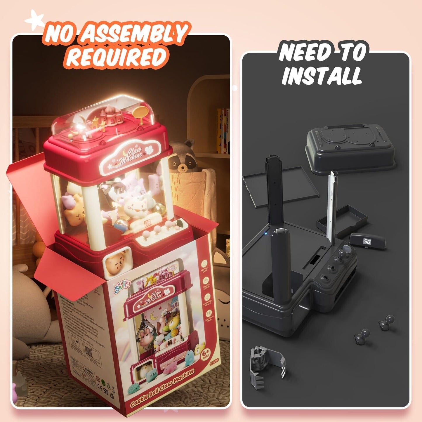 Skirfy Claw Machine for Kids Adults with Sound Light, Vending Machine Candy G...