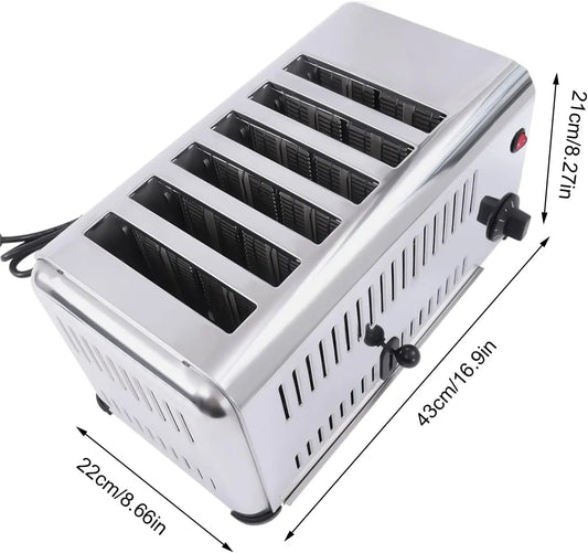 1680W Commercial Toaster Bread Cake Baking Machine 6 Slices 0.6 Inch Slot Electric Countertop Belt Machinefor Restaurant Home Br