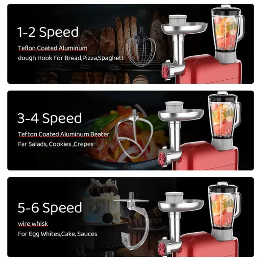 3 in 1 Pastry Stand Food Mixer Household CE GS Approved Electric Multifunctional Kitchen Stand Mixer Blender Food Processor