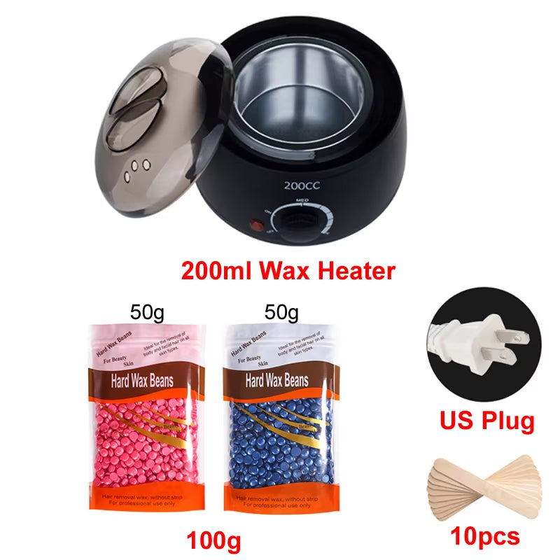 Wax Heater Warmer Machine for Hair Removal Depilation Wax Dipping Epilator Paraffin Pot and Wood Sticks Kit