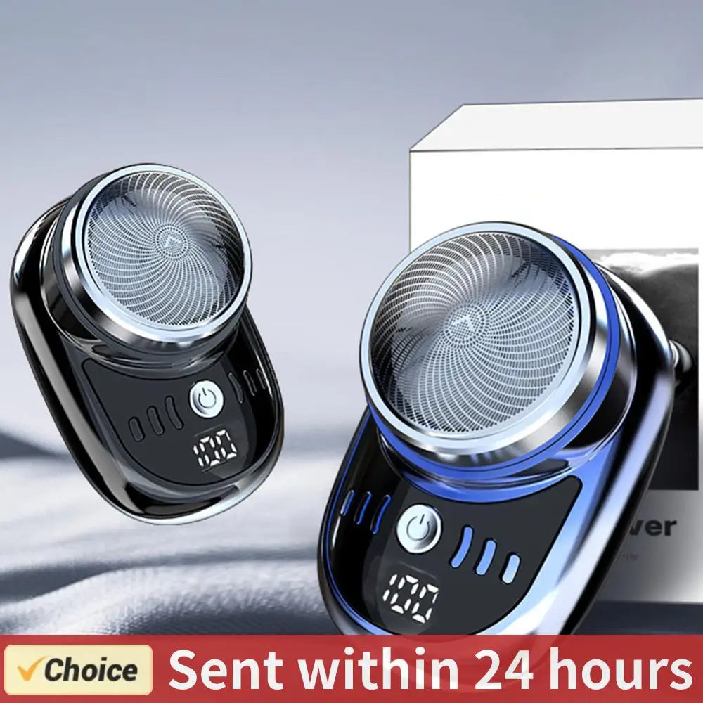 Men Mini Electric Travel Shaver with Digital Display Face Beard Trimmer Washable Rechargeable Shaver Pocket Size Portable Shaver