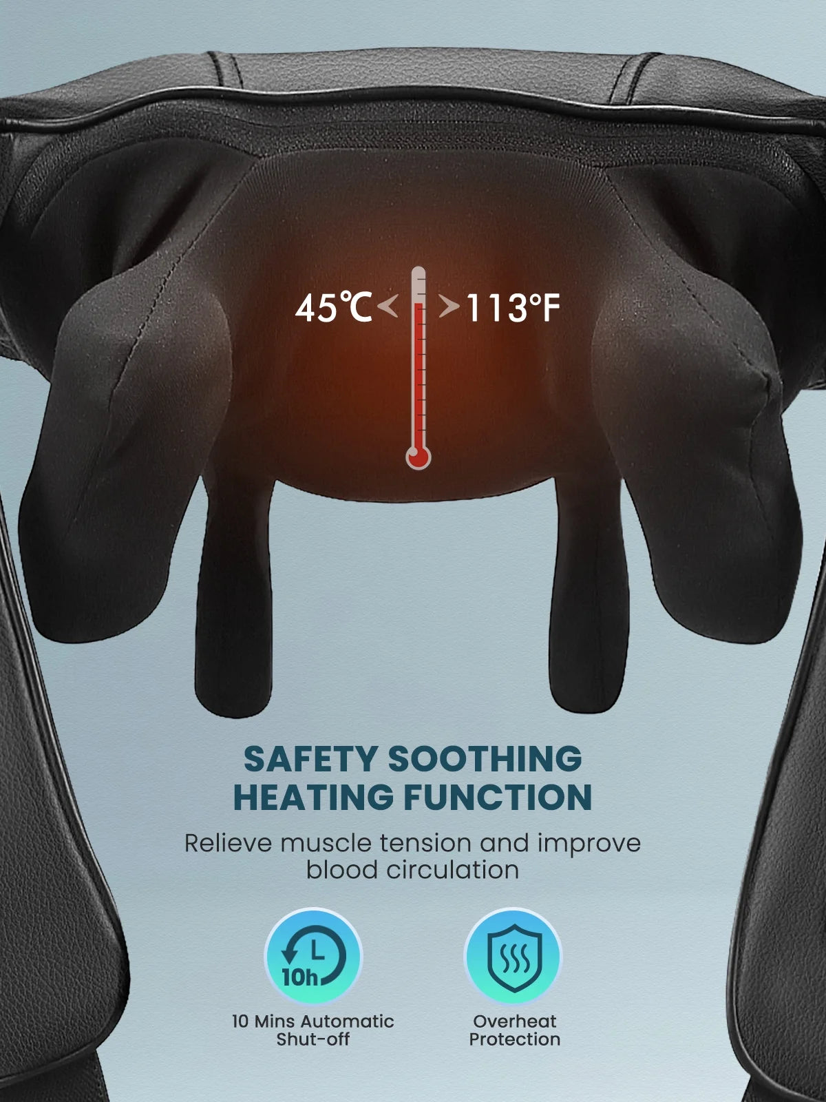 Black Shiatsu Neck Back Kneading Massage, Deep Tissue Relief, Portable and Lightweight