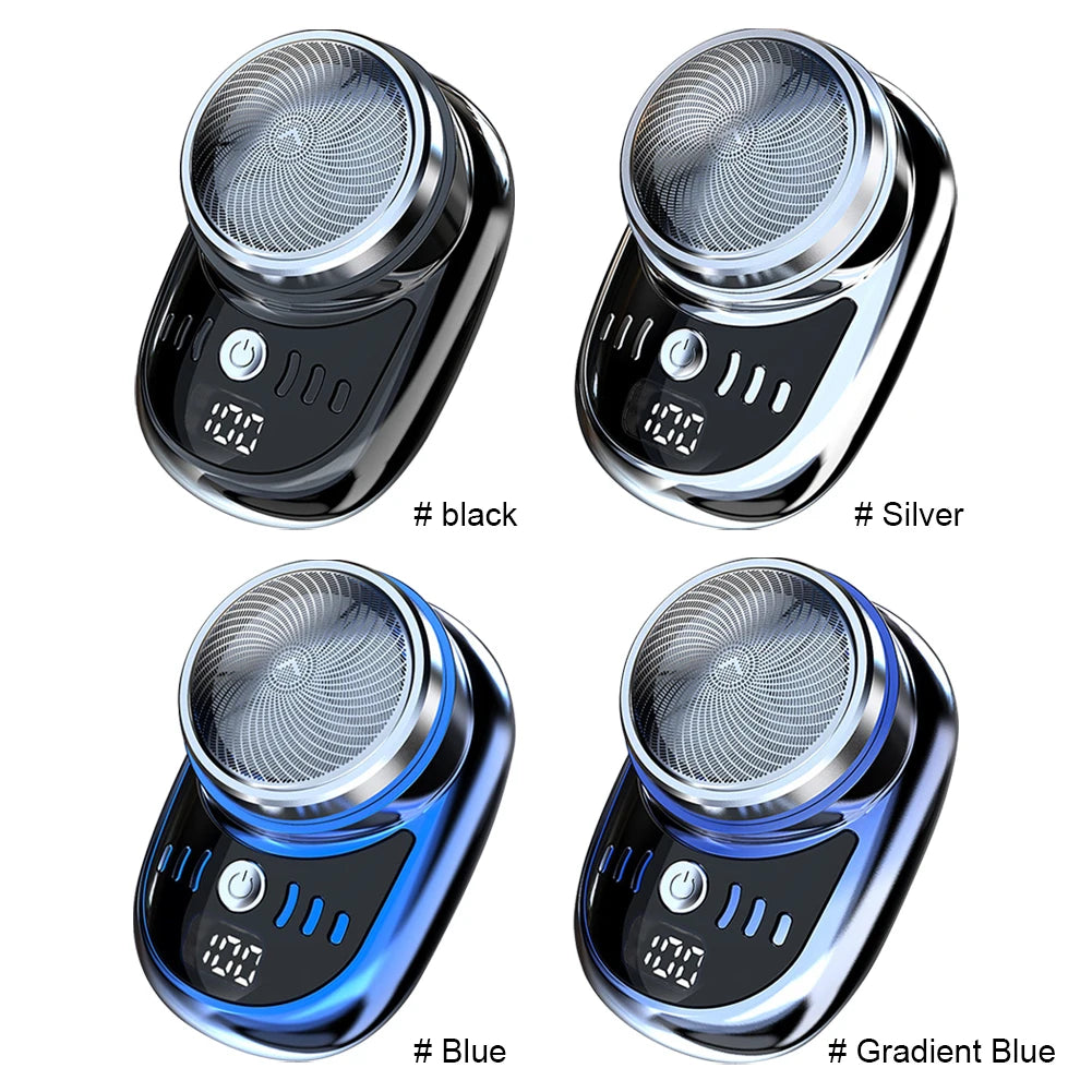Men Mini Electric Travel Shaver with Digital Display Face Beard Trimmer Washable Rechargeable Shaver Pocket Size Portable Shaver