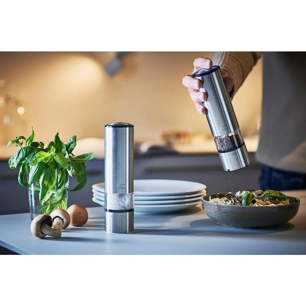 HOME - - Elis Sense u'Select Electric Salt and Pepper Mill Set  Adjustable Grinders, Battery Powered Blue LED