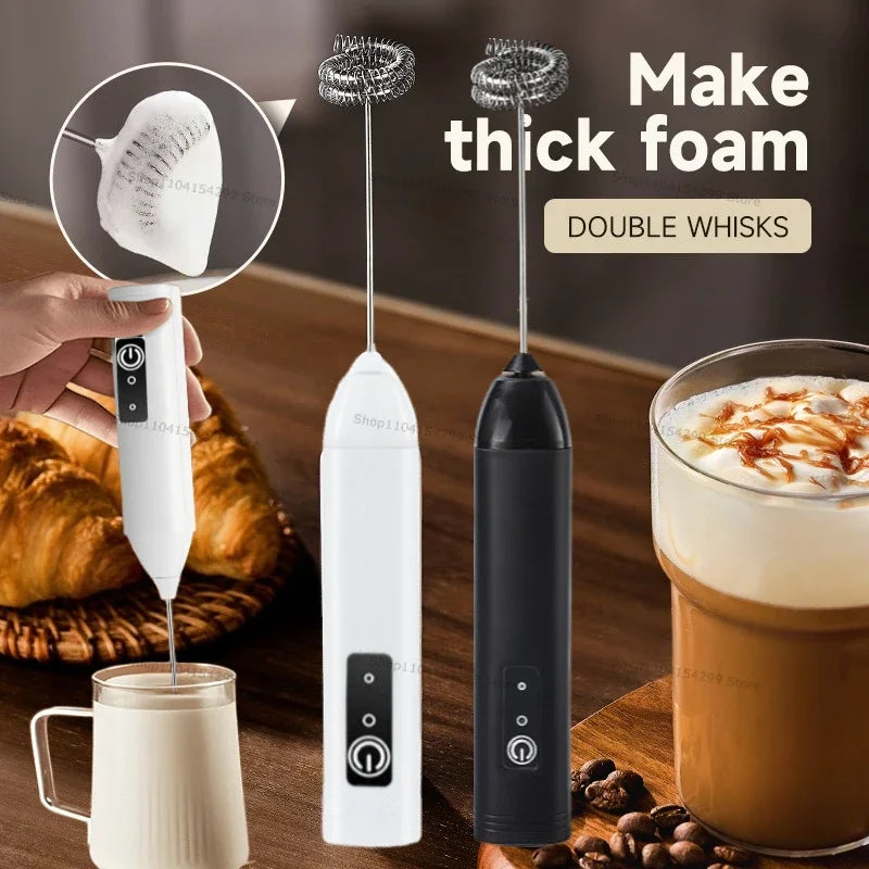 Wireless Milk Frothers Electric Handheld Blender Electrical Mini Coffee Maker Whisk Mixer with USB for Coffee Cappuccino Cream