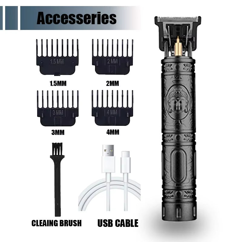 T9 Electric Hair Clipper for Men Professional Barber Shaver Beard Trimmer Body Hair Cutting Machine for Men Dragon Buddha Design