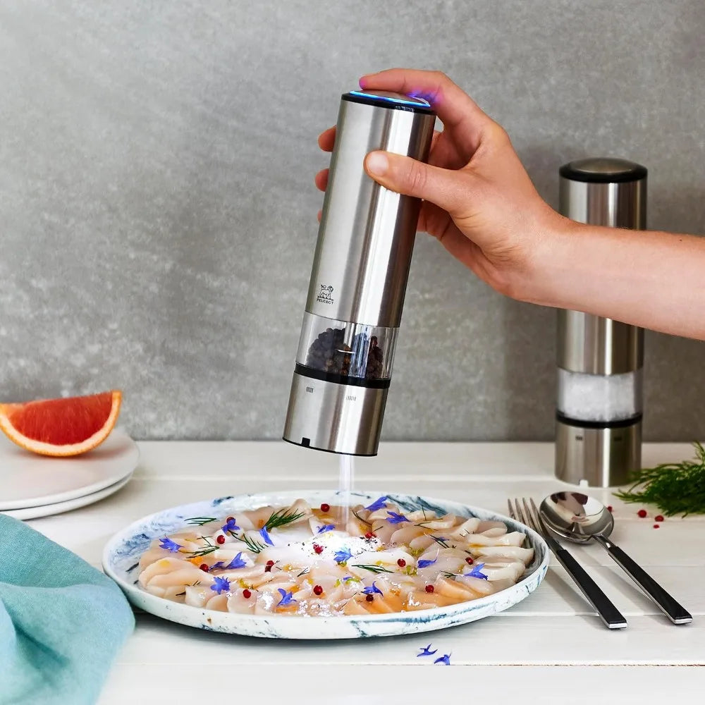 HOME - - Elis Sense u'Select Electric Salt and Pepper Mill Set  Adjustable Grinders, Battery Powered Blue LED