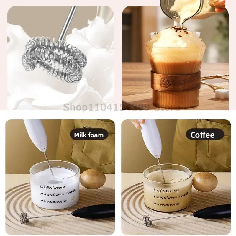 Wireless Milk Frothers Electric Handheld Blender Electrical Mini Coffee Maker Whisk Mixer with USB for Coffee Cappuccino Cream