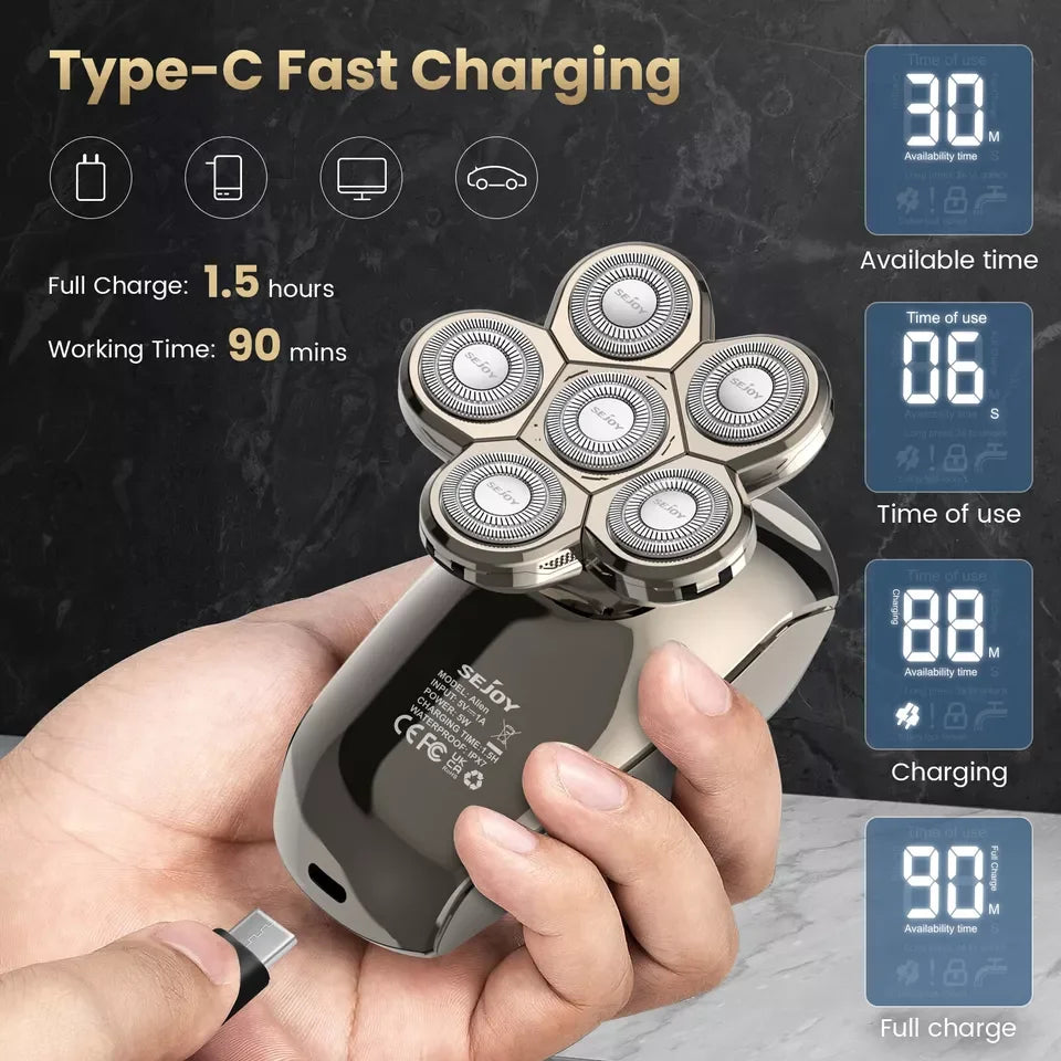 Electric Shaver Hair Clipper 5IN1 Beard Trimmer Bald Head Shaver Wet & Dry Men'S Electric Hair Trimmer